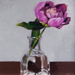 SOLD. Peony Bud (Oil on cradled board, 12" x 12")